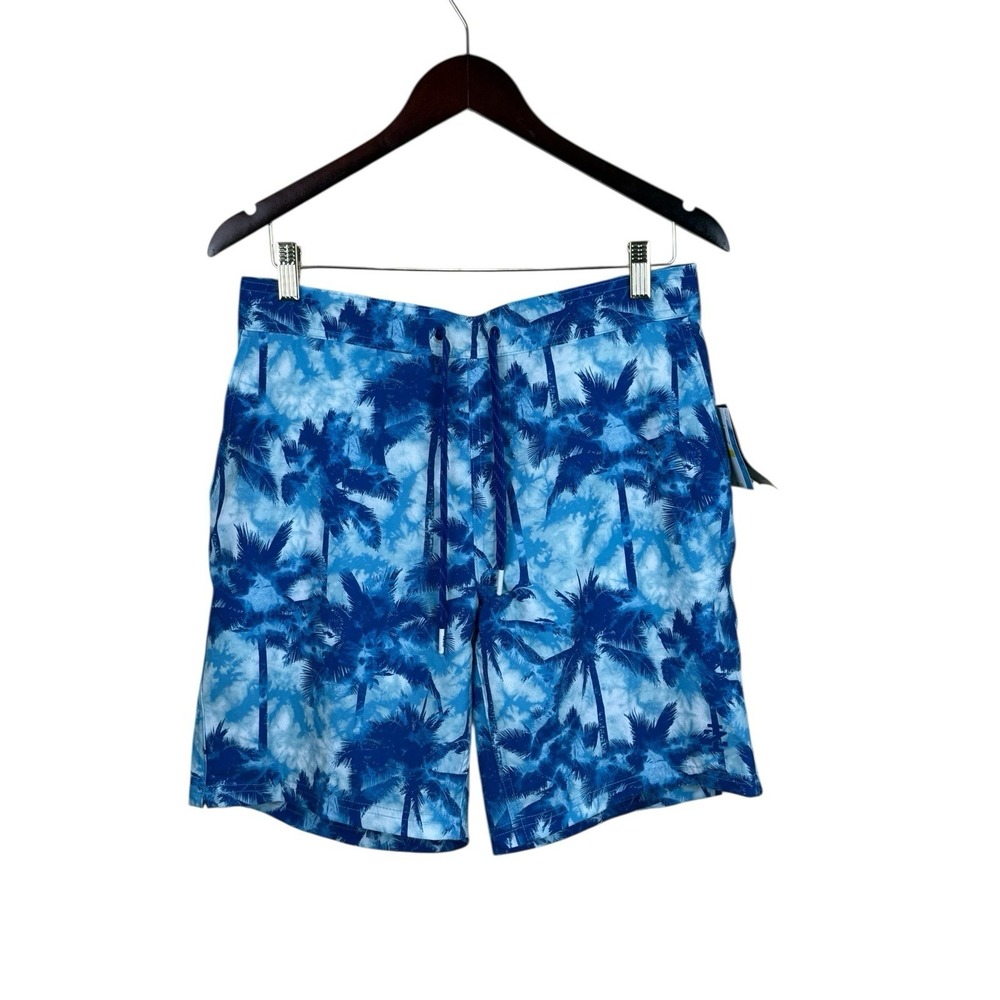 Izod Saltwater Mens Sz Medium Swim Trunks Shorts Lined Blue Floral Beach NWT